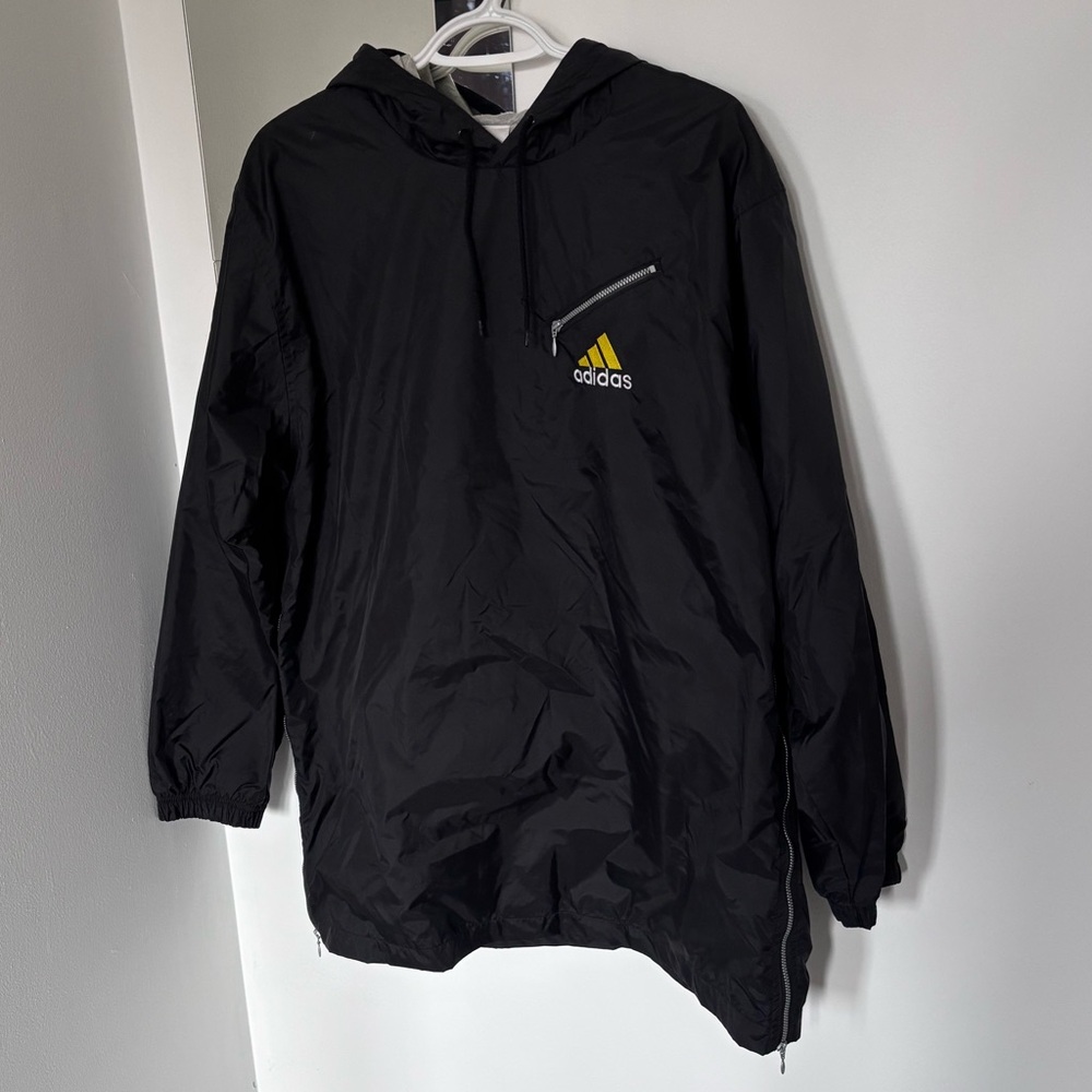 Adidas Black Hooded Jacket with Yellow Logo